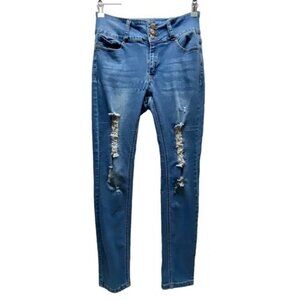 Bamboo Jeans Women's/Junior's Size 13 Super Stretch Distressed High Waist Skinny